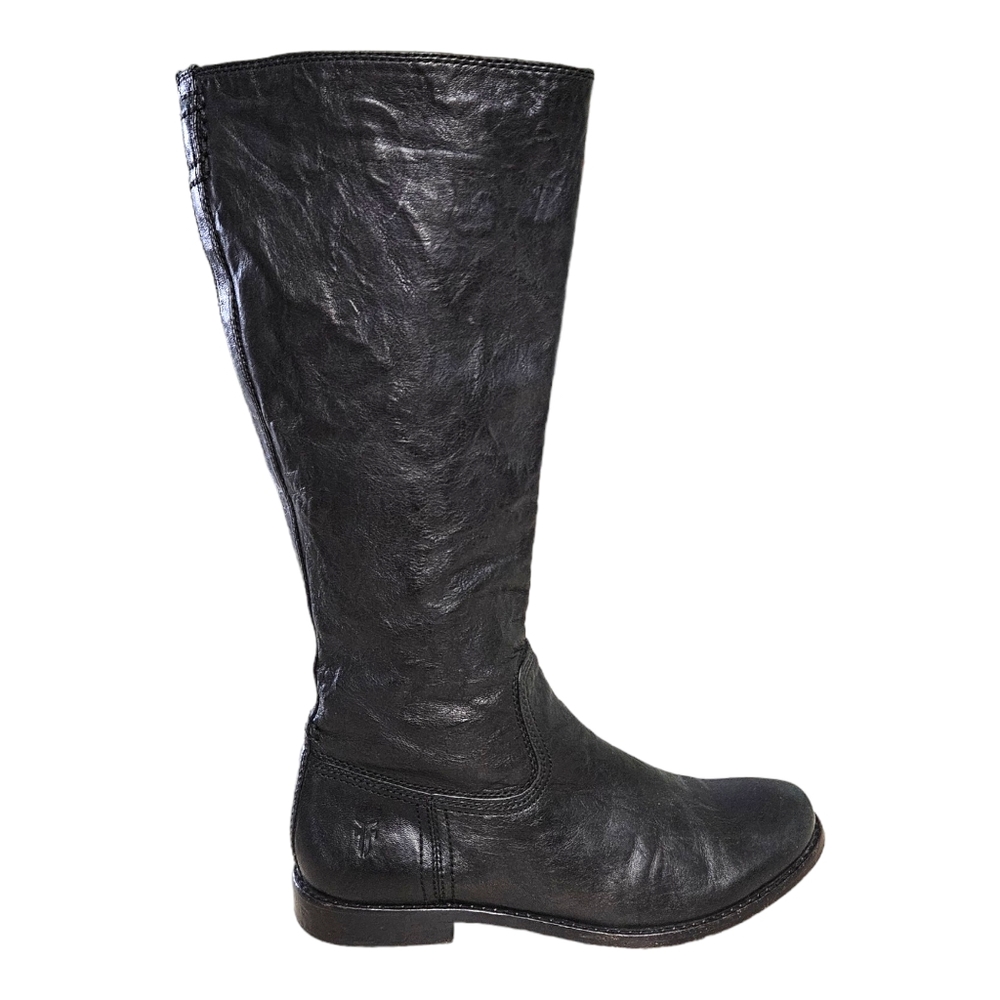 Frye Anna Inside Zip Boot Black Leather 76028 Women's Size 7